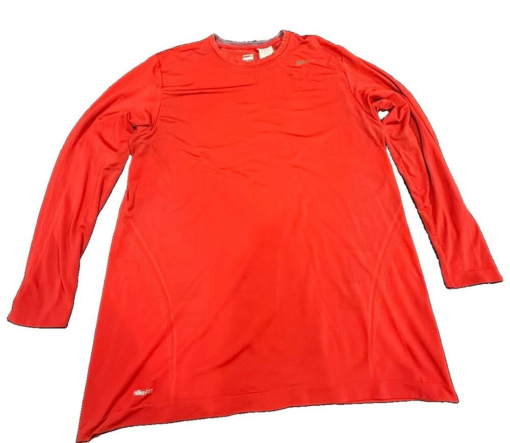 Nike Pro Fitted Shirt Mens 3XL Red Long Sleeve Compression Dri Fit Training